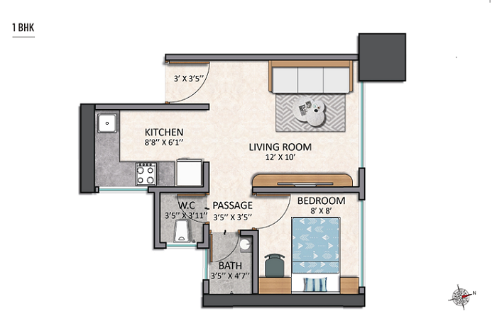 Ashar Pulse Majiwada Thane 1BHK Plan