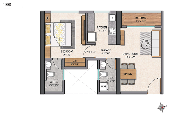 Pulse Majiwada Thane 1BHK Plan